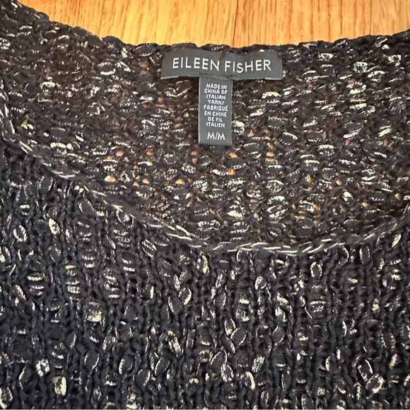 EILEEN FISHER Organic Cotton Fishnet Knit Slight A-line Sweater~Size M(z) - Picture 9 of 11